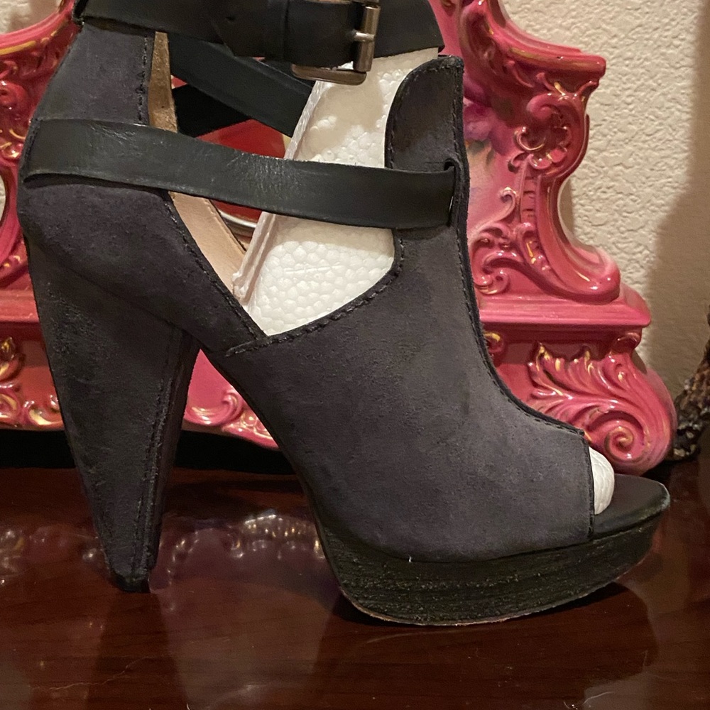 ❤️ALL SAINTS SPITALFIELDS Open Toe Ankle Strap  Heels Booties US 9-91/2  EU 40